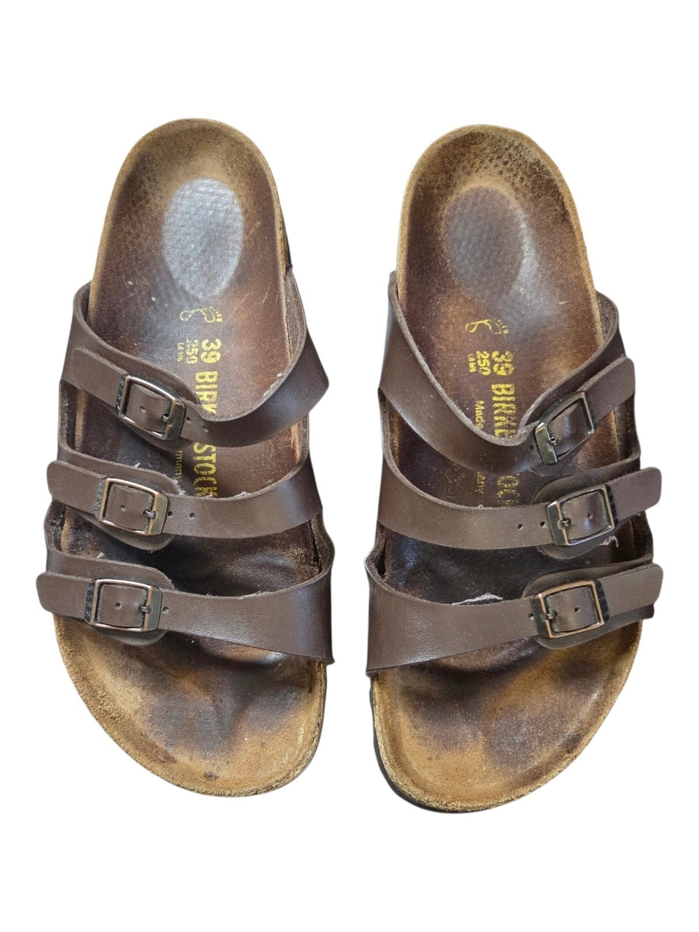 Birkenstock Florida Brown Leather Three-Strap Sandals Size 8.5